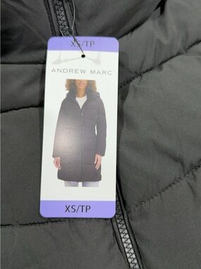 Andrew Marc Black Quilted Puffer Coat with Hood